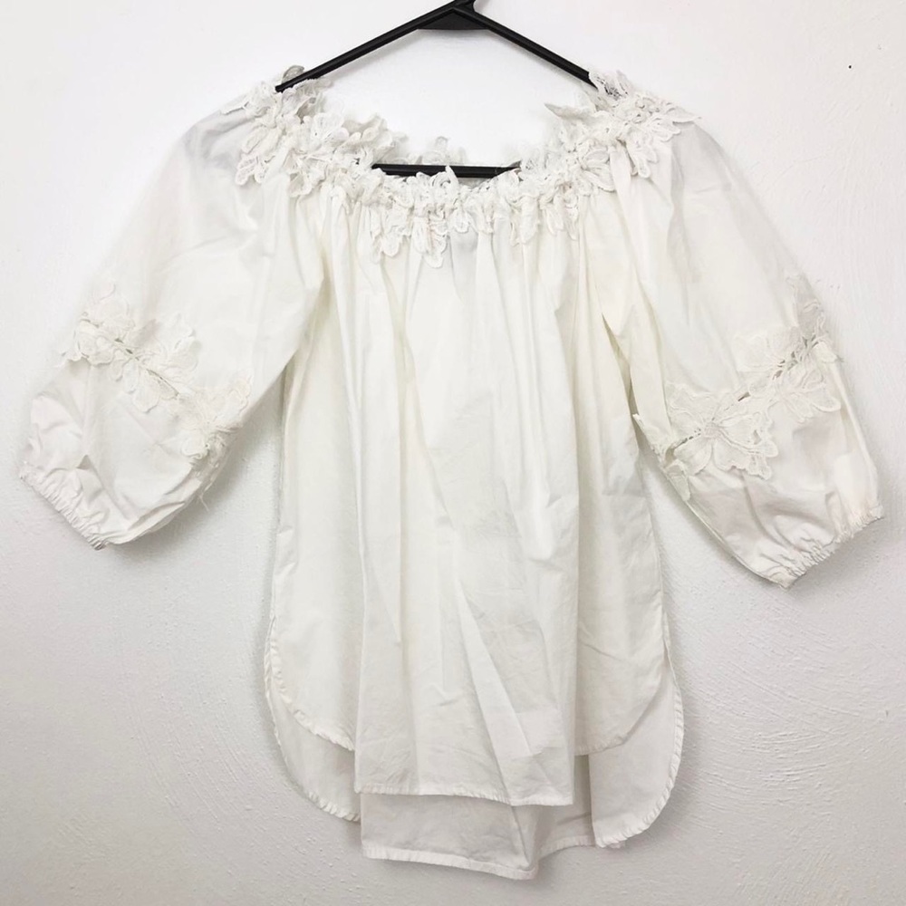 Forever 21 lace trim off the shoulder top